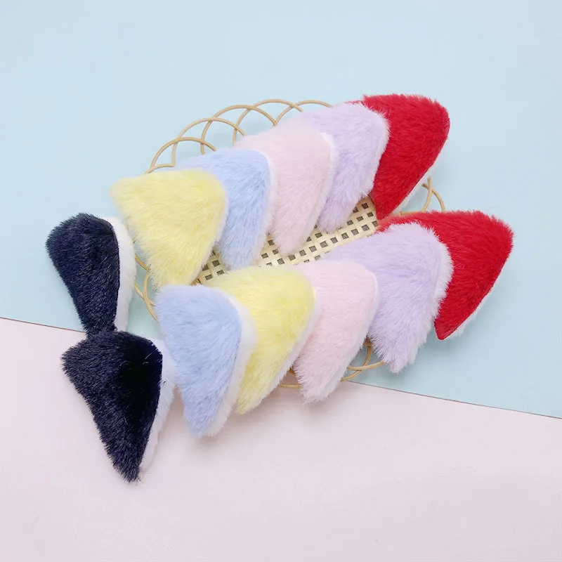 24Pcs 4CM Two Side Two Color Felt Cat Ear Padded Appliques For Children Hat Sewing Headband Hair Clip Accessories Patches