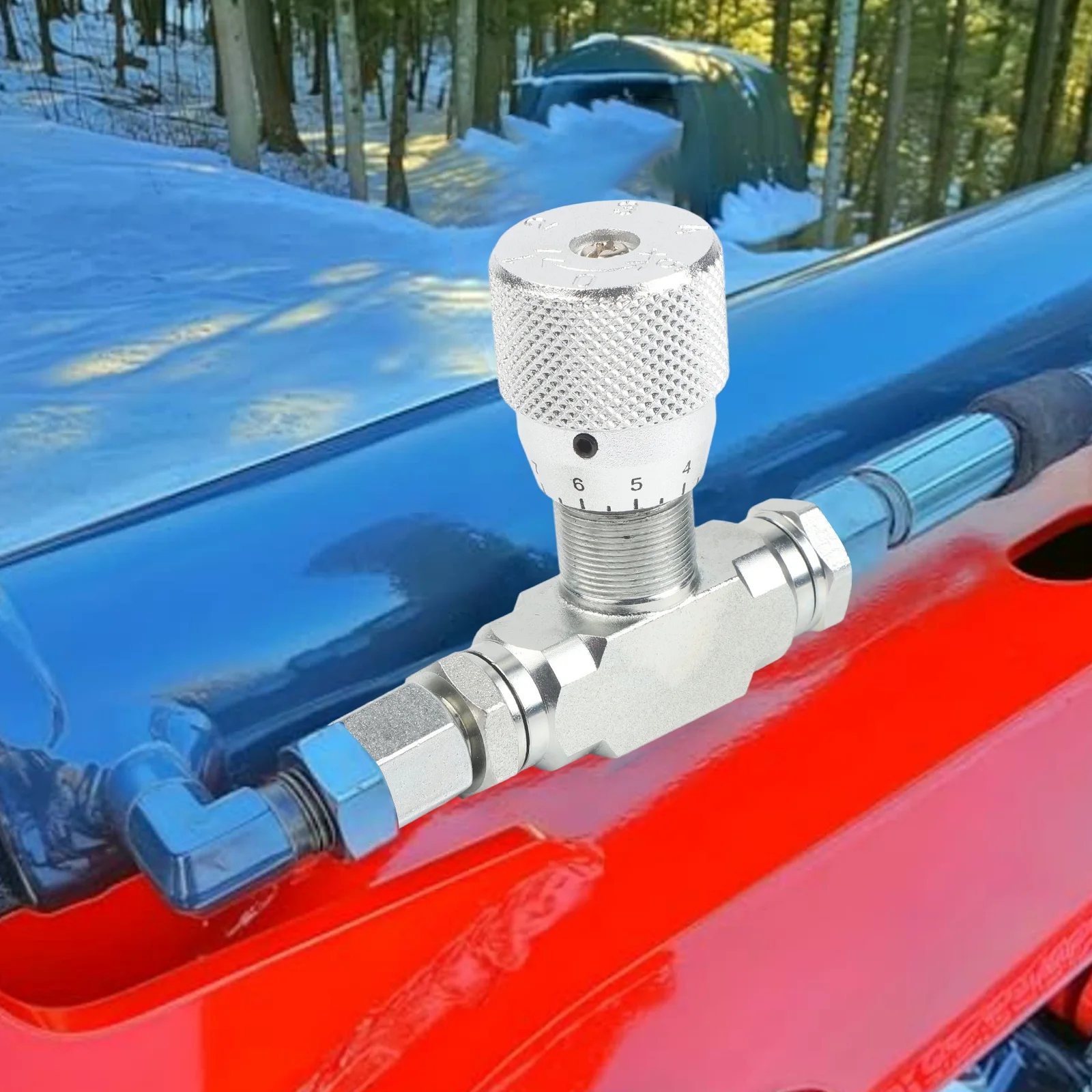 油圧流量制御用スロットルバルブ-油圧システム用-設定済みノブ-精密機械加工された炭素鋼ボディ