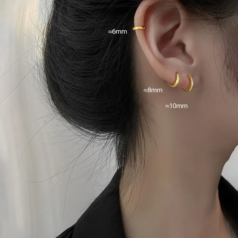 ENSHIR Minimalist Hoop Earrings For Women Fashion Gold Color Round Earring Party Jewelry Gift