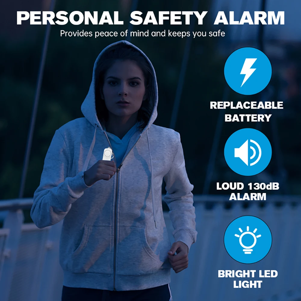 Personal Security Alarm 130db Sound Self Defense Loud Alarm Keychain Portable Antiwolf Girl Child Women Security Protect Alert
