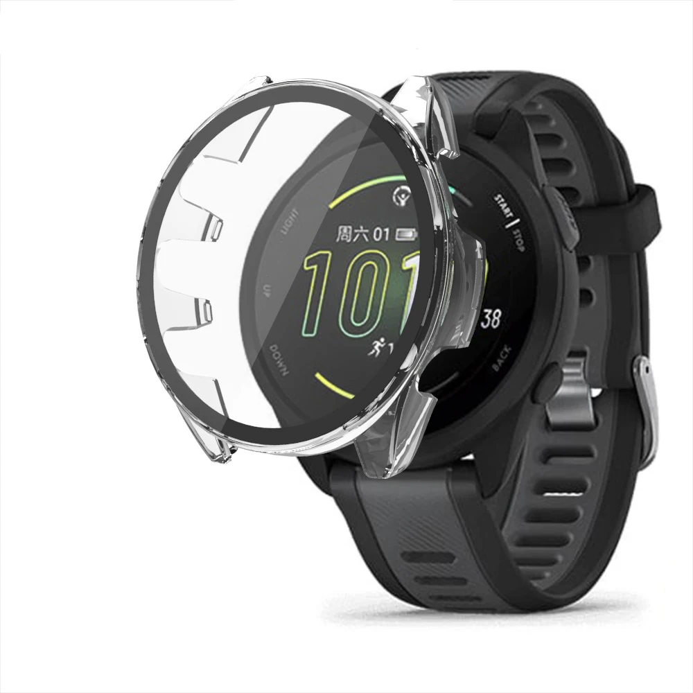 Hard Edge Shell Glass Screen Protector Film Smartwatch Frame Case For Garmin Forerunner 165/Music Bumper Cover Smart Accessories