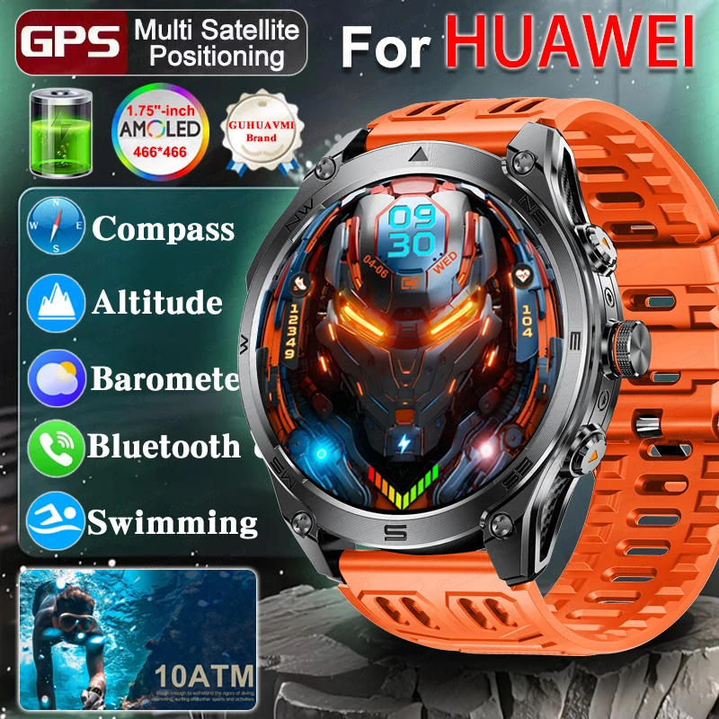 

Новинка для HUAWEI 1,75 дюйма HD сверхбольшой экран GPS уличные профессиональные спортивные умные часы 950 мАч аккумулятор Bluetooth вызов SmartWatche