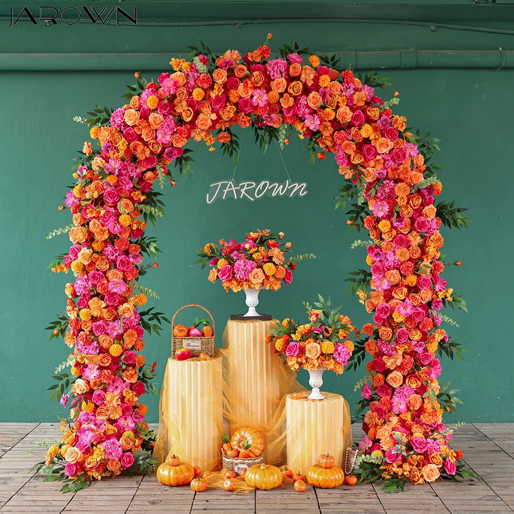 Ярко-розовый, оранжевый, зелень, цветочная композиция для мероприятий, фон, декор стола, искусственные цветы, украшения, свадебные принадлежности J2784 Ярко-розовый, оранжевый, зелень, цветочная композиция для мероприятий, фон, декор стола, искусственные цветы, украшения, свадебные принадлежности J2784