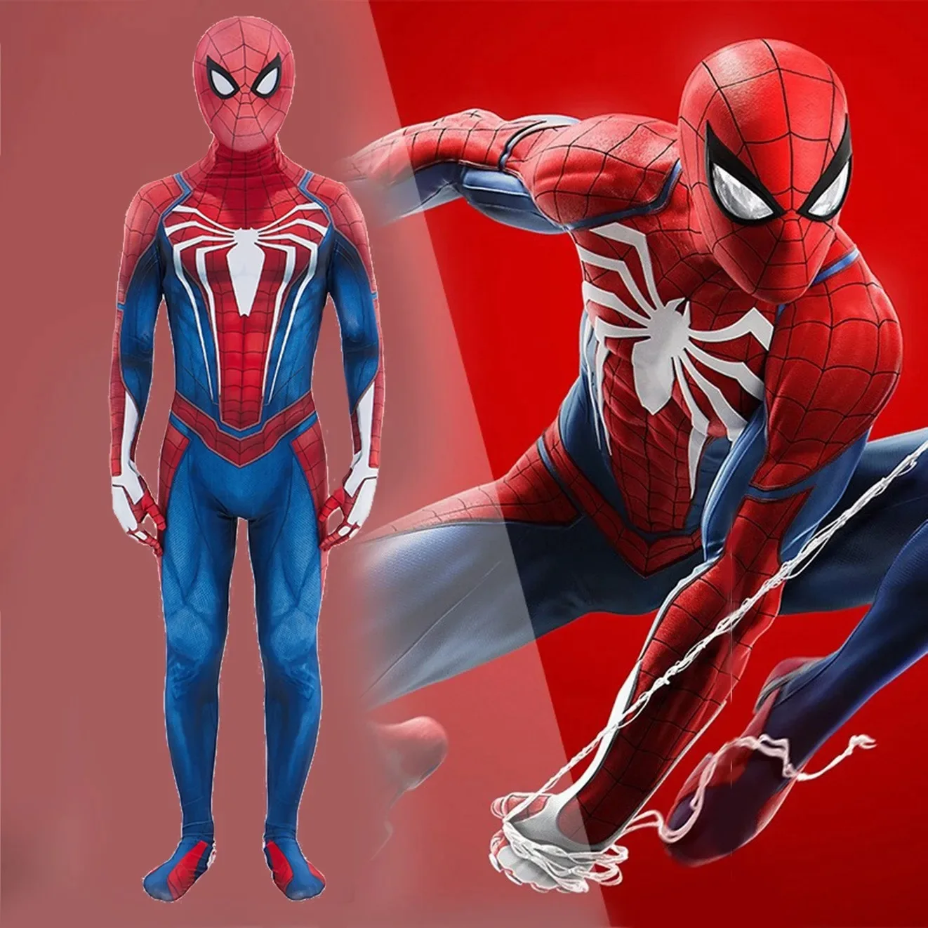 

Movie PS4 Spiderman Costume Mask Red Black 3D Printed Spandex Outfits Fancy Dress Children Party