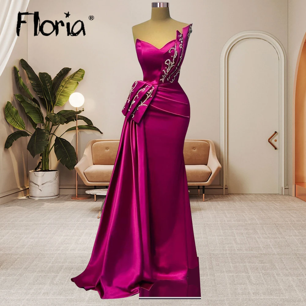 Vestido De fiesta fucsia De plumas De dos diseños para mujer, vestidos De graduación De boda con cuentas hechos a medida, vestidos De compromiso De talla grande