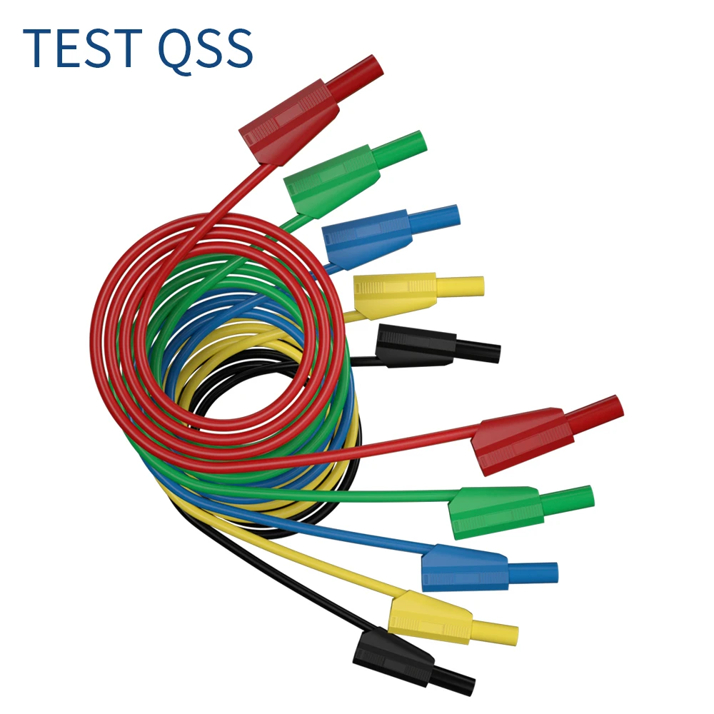 QSS 1 м 5 шт. двойные 4 мм вилки типа «банан» тестовые выводы полностью изолированные Защитные кожухи штабелируемые безопасные вилки типа «банан»