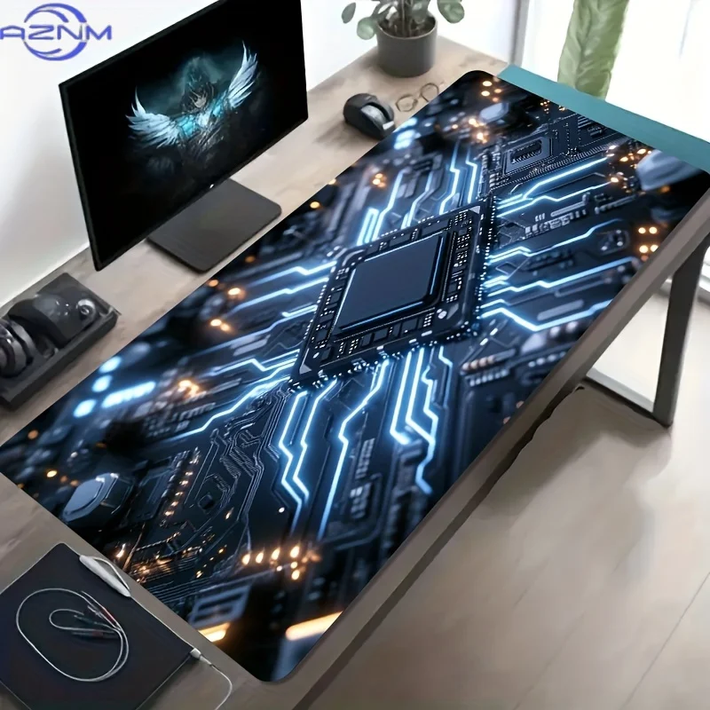 [Gaming Mouse Pad] 1pc Gaming Mouse Pad & Desk Mat with Circuit Board Design - Non-Slip Chip Pattern Computer Keyboard Compatibl