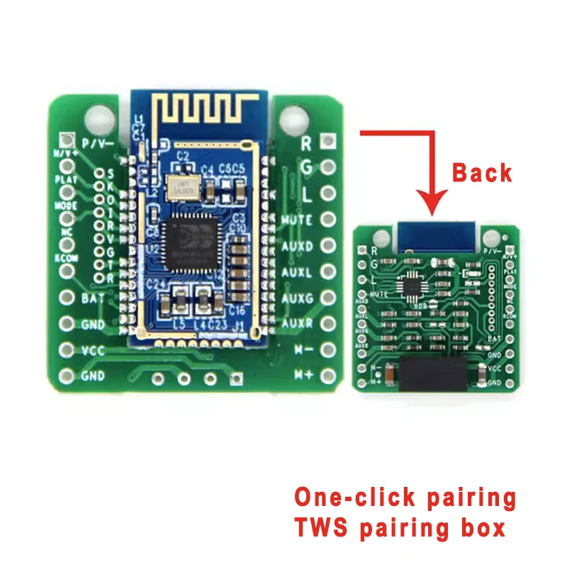 1pcs BT5.0 Car Receiving TWS Pair Box Headphone Amplifier Board Single-ended Output Serial Port AT Renamed with Call AUX Input