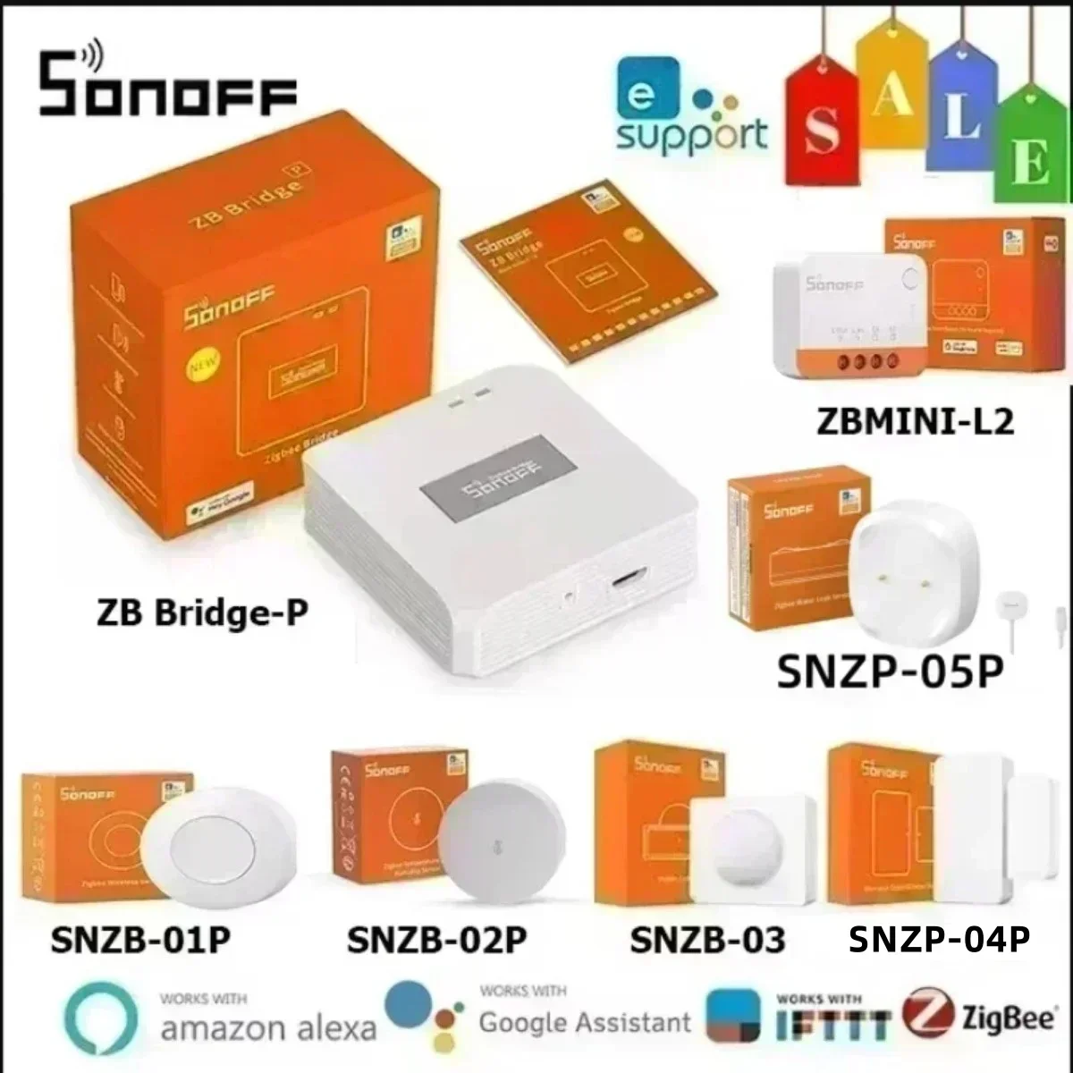 SONOFF SNZB1P/2P/3/4P SNZB-05P Zigbee Water Leak Sensor Zbmini L2 SNZB-02D Zigbee Door Window Sensor Temperature Humidity Sensor