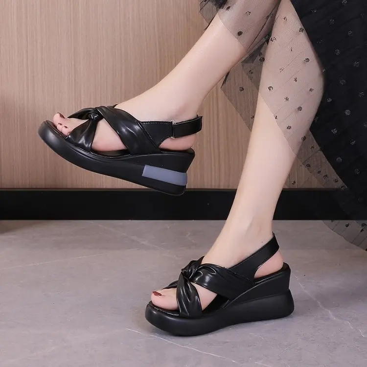 Сандалии женские, лето 2023, модные туфли с рифленым каблуком, легкие удобные женские римские сандалии, женская модель