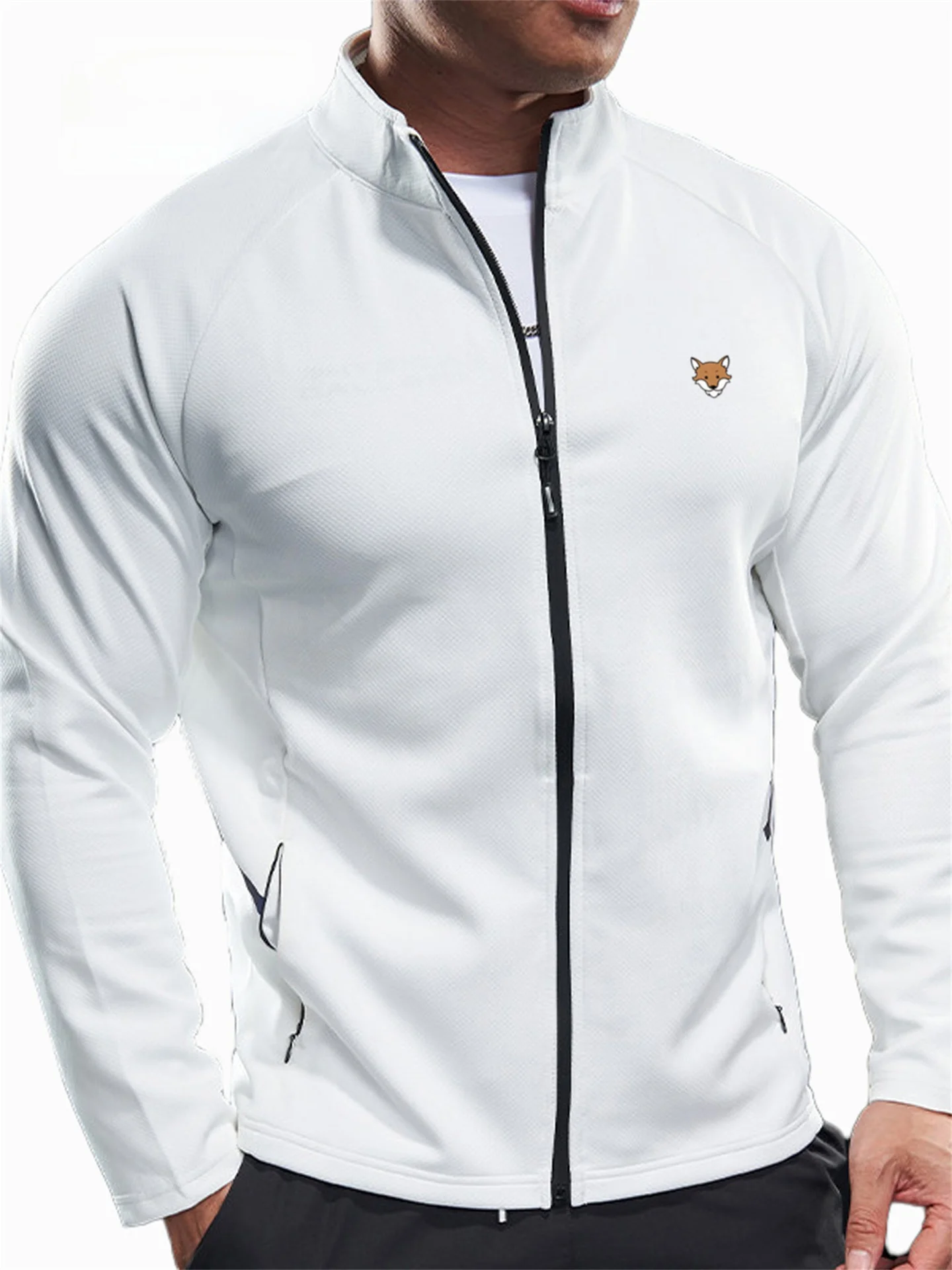 

Slim Fit Long Sve Fitn Jaet for Men Casual Leisure Zipper Sportswear Thin Outerwear April Brand Polyester Material