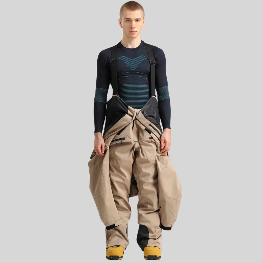 ชุดจั๊มสูทสกีสำหรับผู้ชาย GSOU SNOW ชุดทำงานกันหนาวแบบชิ้นเดียว เสื้อแจ็คเก็ตและกางเกง ชุดกันหนาวสำหรับเล่นกีฬาในหิมะ กันน้ำ