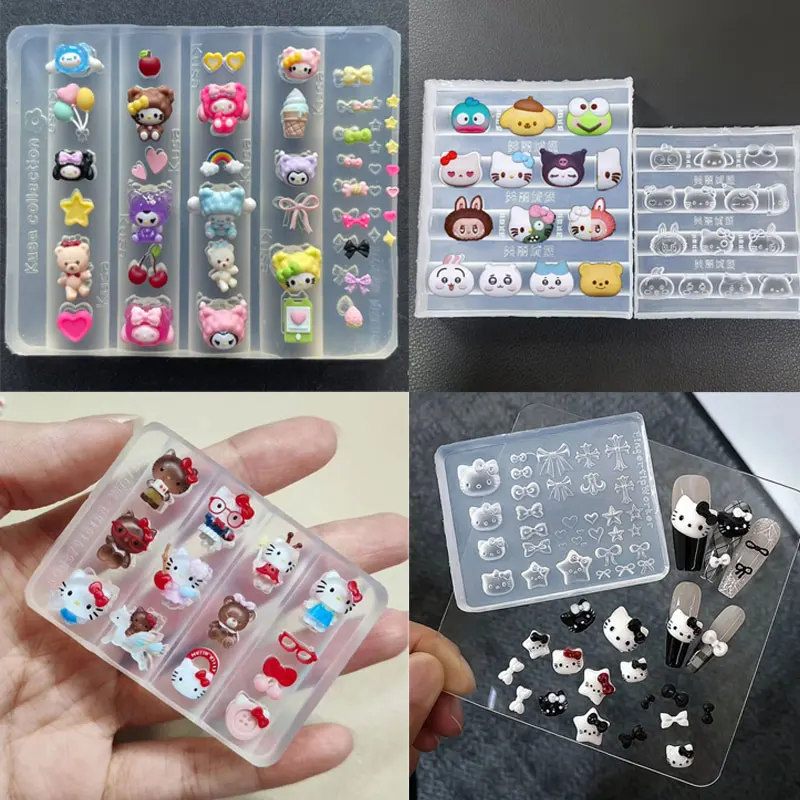 Nagelkunst-Formen, Niedliche Cartoon-Silikon-Relief-Schnitzvorlage für Nagelteile, Charm-Herstellung, DIY-Design-Dekorationen, Maniküre-Werkzeuge