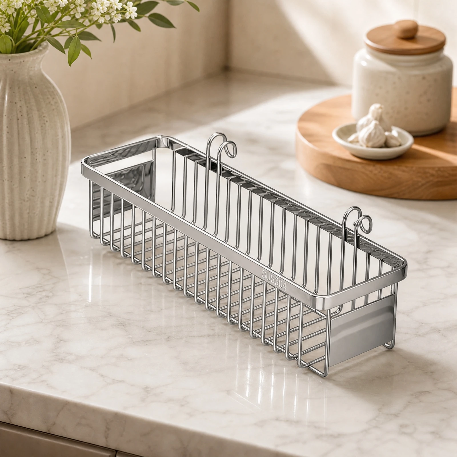Wire Utensil Basket Quick Drainage 304 Stainless Steel Utensil Organizer Countertop Chopstick and Spoon Holder Open Wire