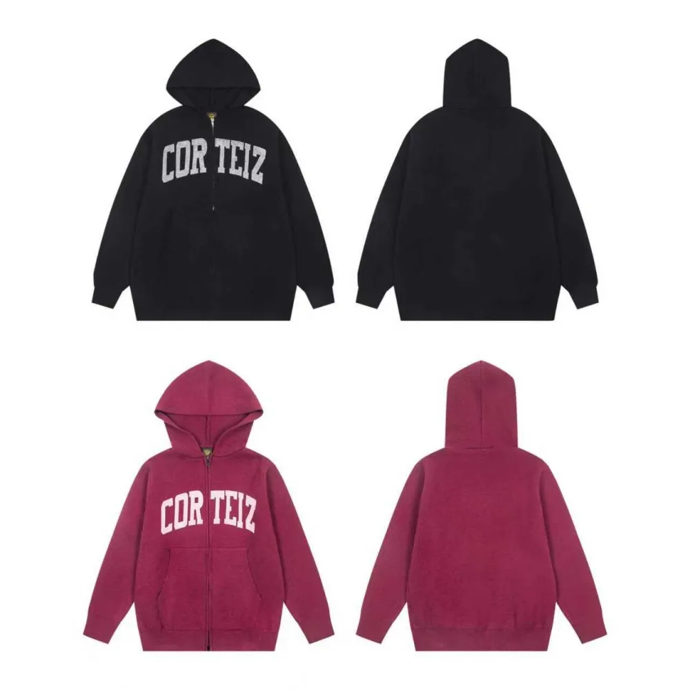 

Devil Island Letter Embroidery Zipper Design Heat Set Diamond Casual Hoodie Sweatshirt for Young Men Cotton Fabric Spring Autumn