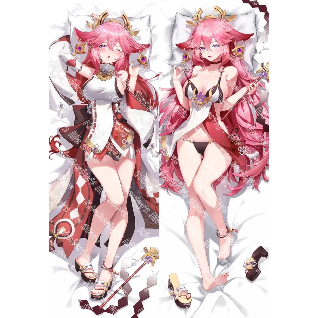 Anime Genshin Impact Yae Miko 2WAY Hing Body Pillow Case Dakimakura Cover Game Japanese Cushion Bedding Xmas Gifts MMS