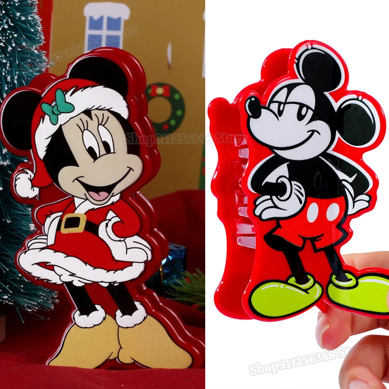 

Disney Mickey Minnie Mouse Christmas Claw Clips Hair Accessories Acrylic Shark Hairclip Back Head Ornaments Bobby Pin Girls Gift