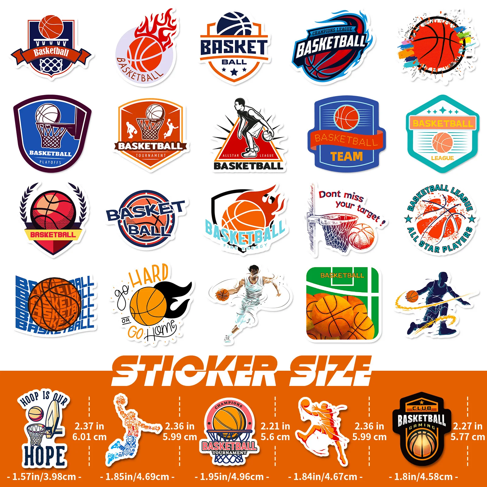 10/25/50pcs Basketball Fans Graffiti Stickers Sports for Waterproof Notebook Car Helmet Suitcase Phone Laptop Guitar