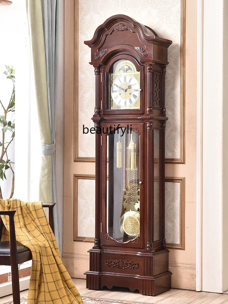 Hermle European Style Living Room the Grandfather Clock Chinese Retro Villa Seat Clock Vintage Clockwork North Star