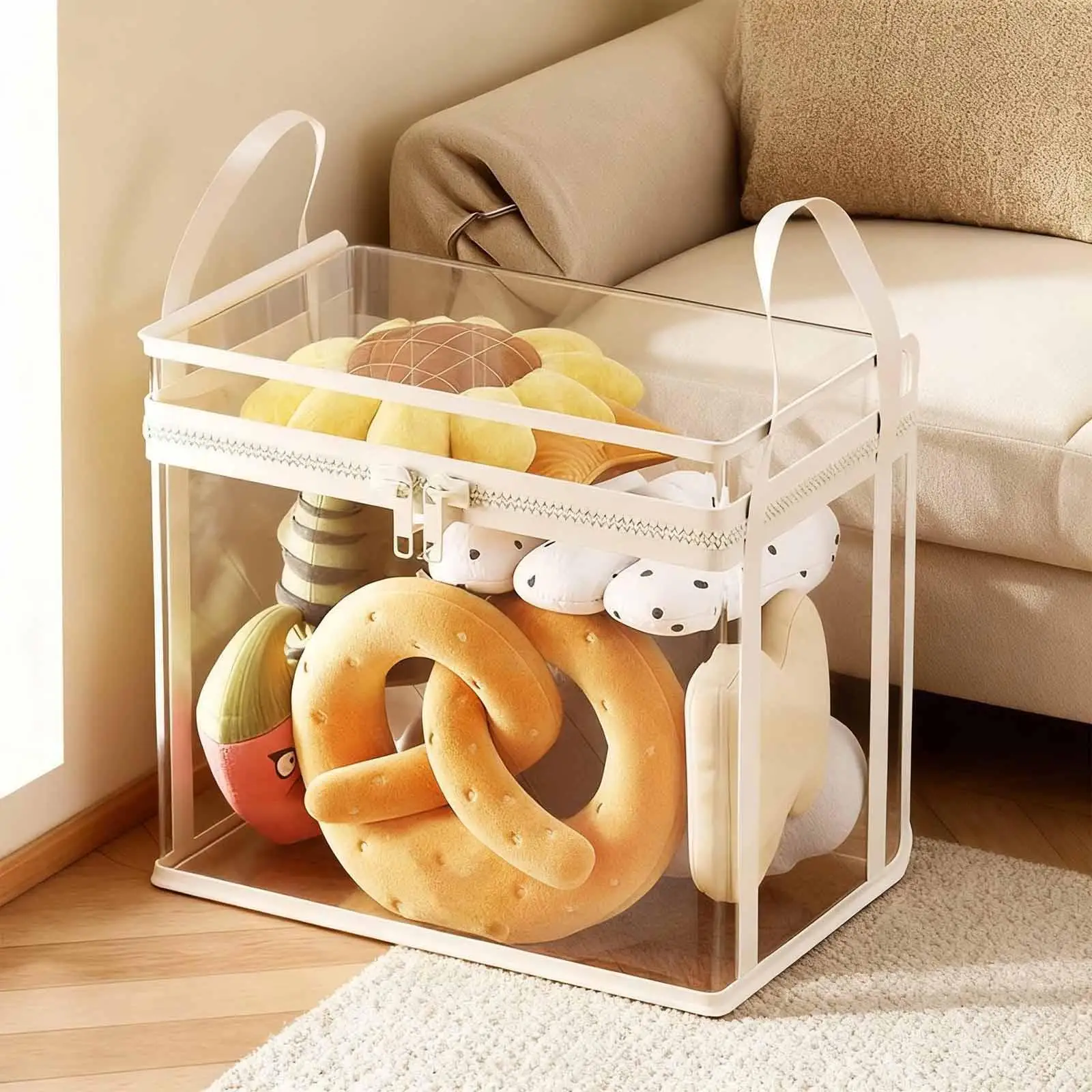Stuffed Animal Storage Bag Doll Bin Easy Access Container Dustproof Plush Toy