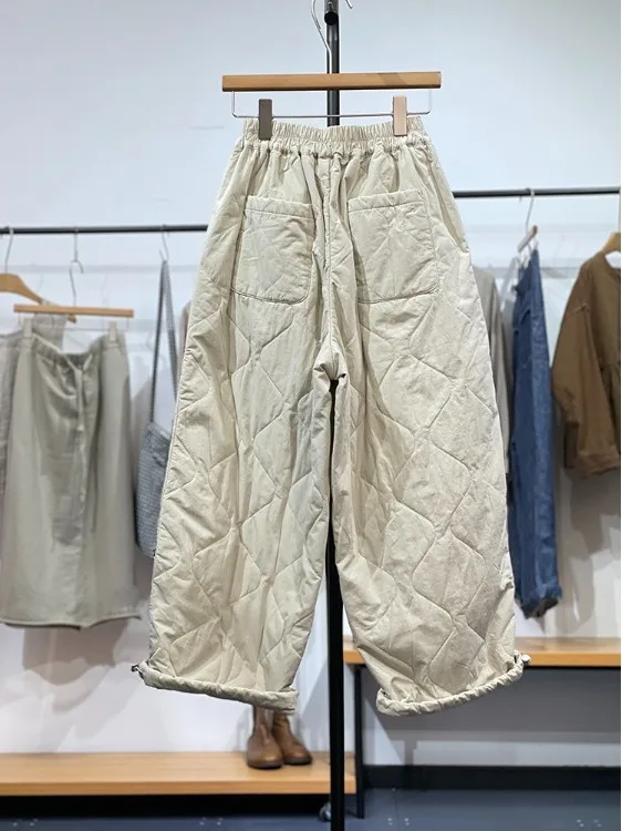 السراويل القطنية الدافئة واسعة الساق الفنية Sle الماس نمط جديد وصول الحلو Sle عالية الخصر مرونة الخصر لارتداء اليومي #2