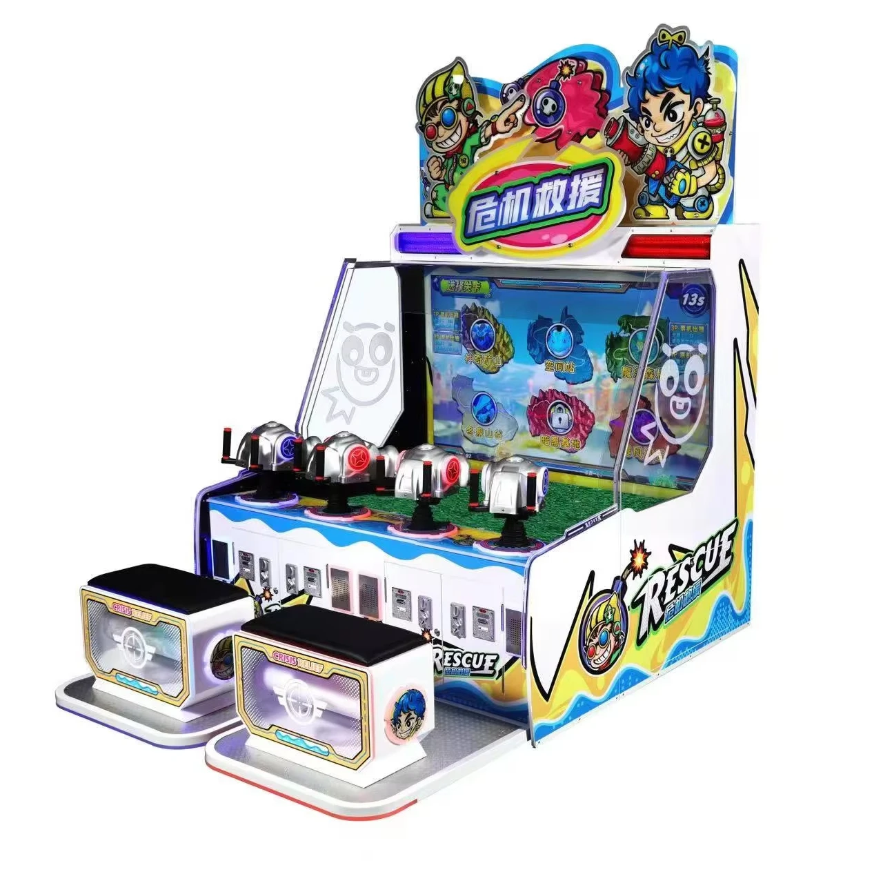 Popular 4-Player Water Shooting Simulator Coin-Operated Crisis Rescue Arcade Cabinet Fun Amusement Ticket Redemption Machine