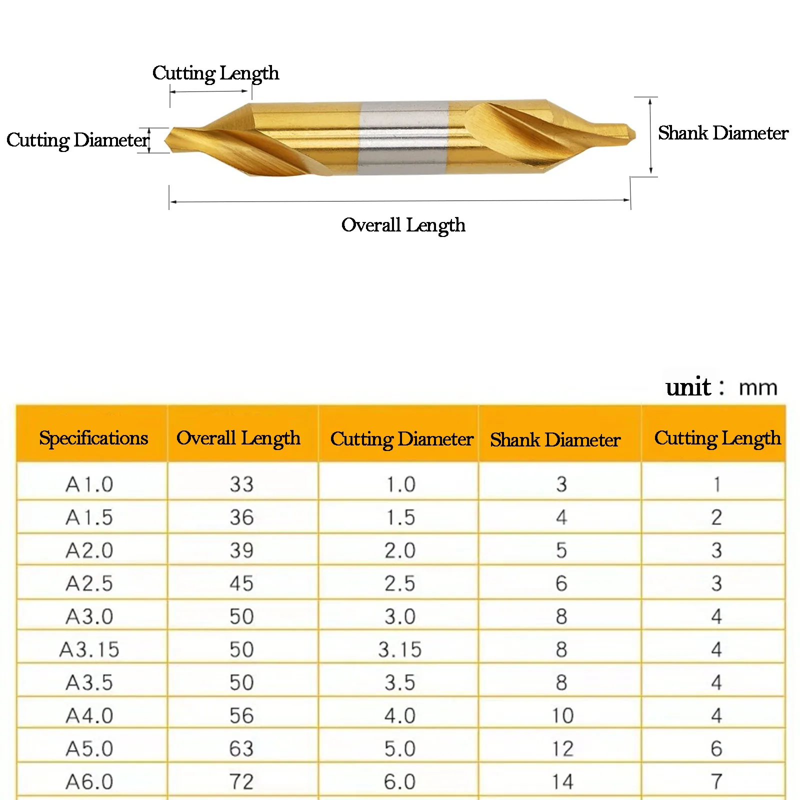 3pcs HSS Center Drill Bit Set 1/2/3/4/5/6mm M35 Cobalt Containing Nano Coated CNC Machining Multifunctional Tools Fully Ground