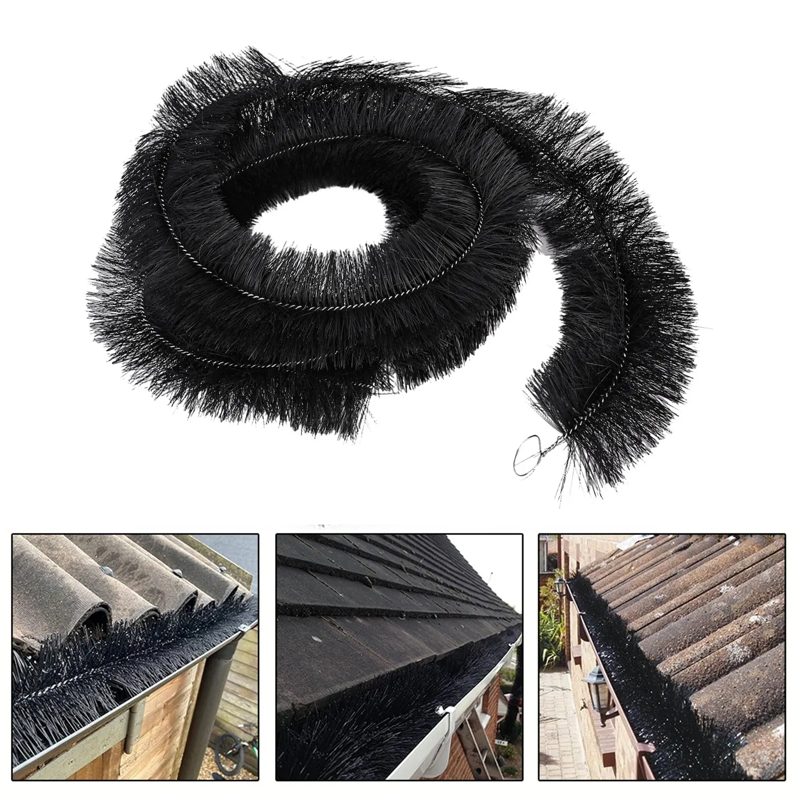Gutter Brush 13.12ft For Leaf Protection, Stainless Steel Gutter Guard Filter Prevents Clogs In Roof Downpipes And Eaves