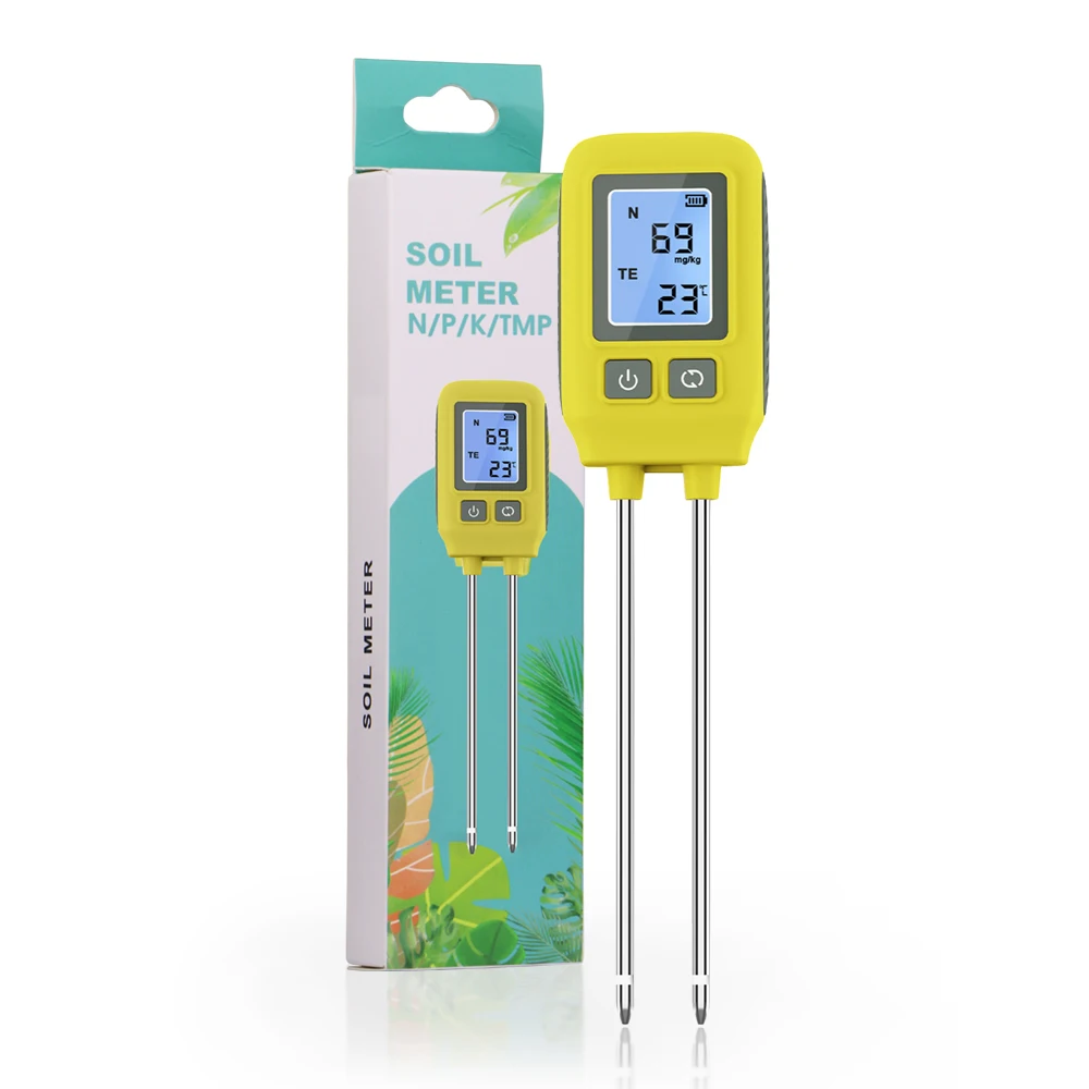 Medidor de suelo N324 NPK, probador 4 en 1 para temperatura de nitrógeno, fósforo, potasio, analizador de nutrientes de suelo portátil, agricultura de jardinería