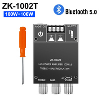 ZK-1002T 100W+100W Bluetooth5.0 Amplifier Board with Treble Bass Control 2.0 Channel Stereo AMP Board for DIY Wireless Speakers