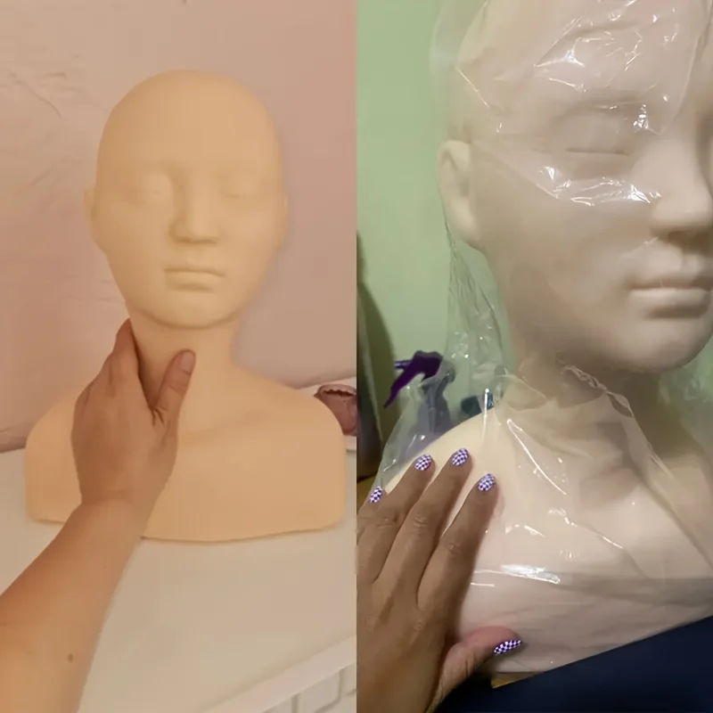 Professional Tattoo Silicone Microblading Practice Soft Mannequin Head With Shoulders For Make Up And Lash Extention Training
