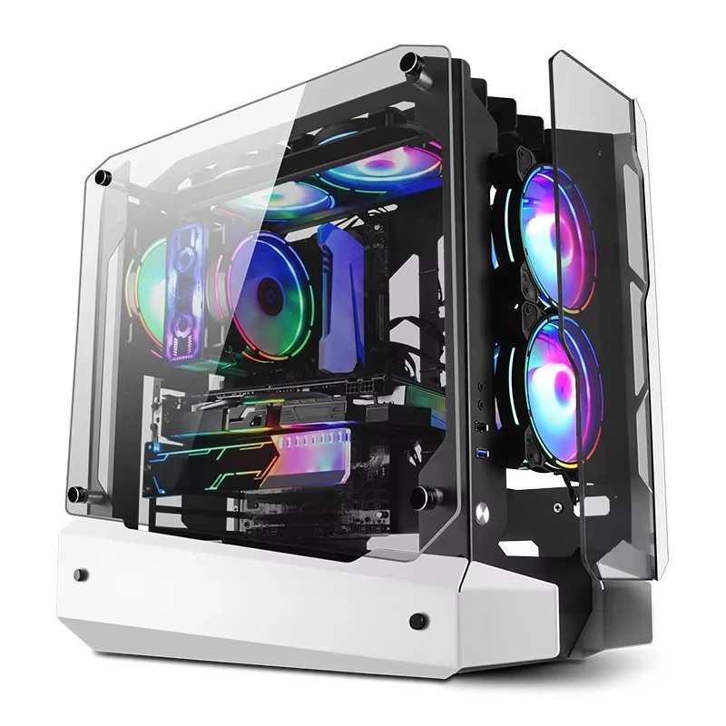 New Design White Computer Casing Cabinet Gaming Cabinet Pc Tower case Computer Cases & Towers with Fan Pc Gaming System Unit