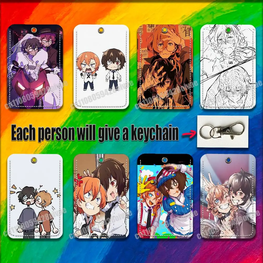 

S-Soukoku Osamu Dazai Chuuya Nakahara For ID Clips Credit Bank Work Card Holder Case Badge Bag Ornament Key Keychain