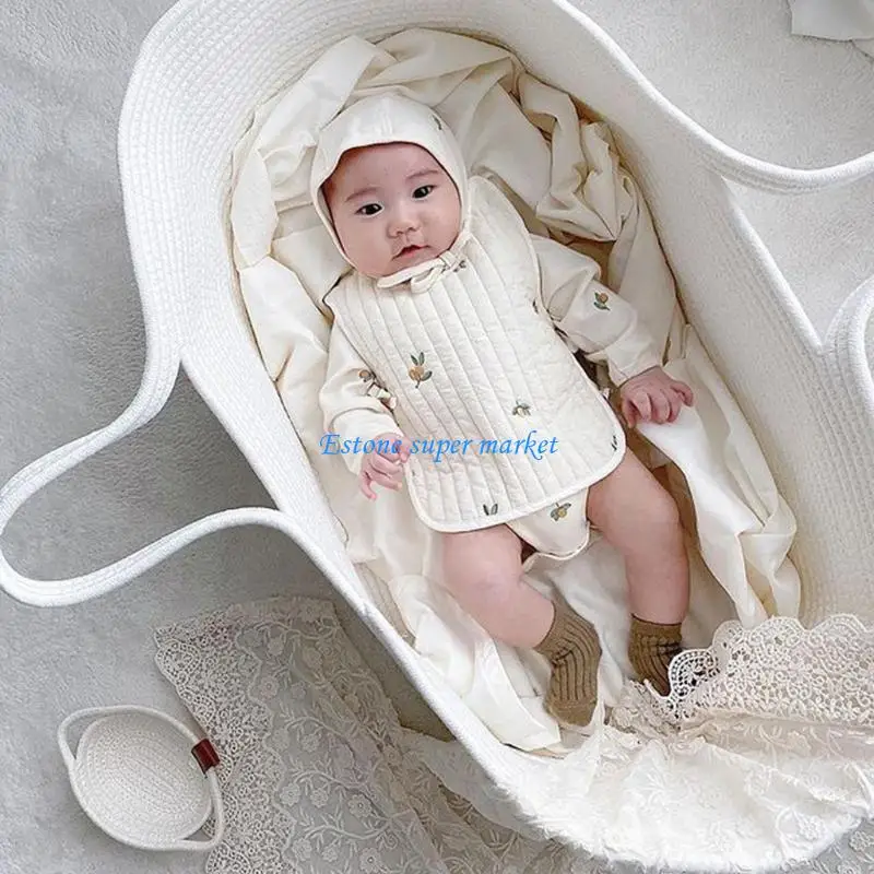 090B Portable Baby Moses Basket for Carrier Cotton Rope Woven Crib Newborn Sleeping Bed Cradle Bassinet Nursery Decor
