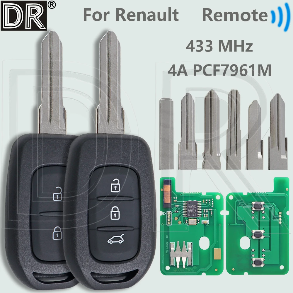 

DR 4A PCF7961M 433 МГц автомобильный дистанционный ключ для Renault Dacia Sandero Logan Lodgy Dokker Clio4 Master3 Duster Vauxhall Vivaro Trafic