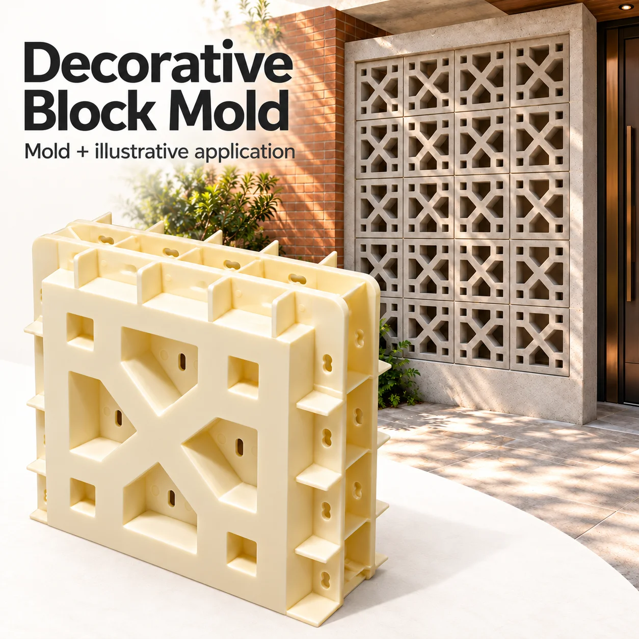 Concrete Block Mold 30x30x10cm, Reusable Plastic Easy Demold X-Screen for Garden Courtyard Patio Divider Wall Decor DIY Home