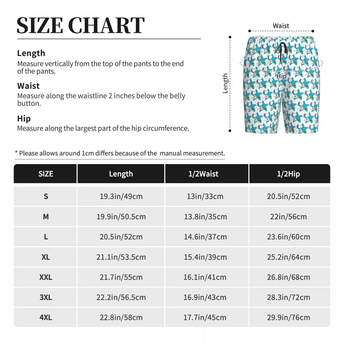 Custom Print Manga Snoopy Woodstock Cartoon Hund Pyjama Shorts Herren Nachtwäsche Hose Schlaf Short Pjs mit Taschen