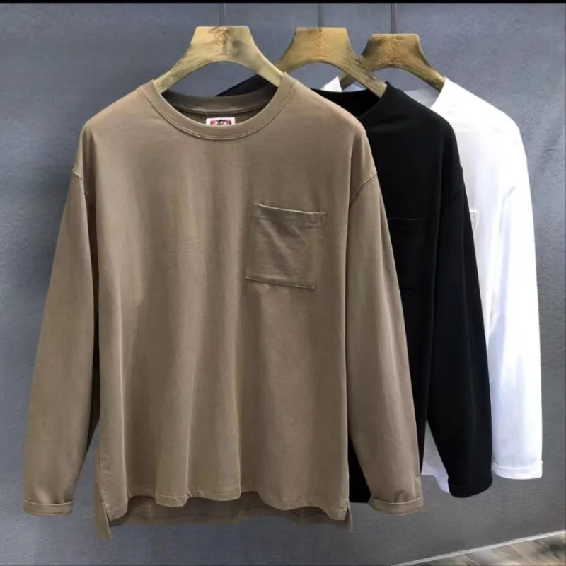 

Men's Crewneck Sweatshirt Simple Comfortable with Pocket Pullover Casual Fashion Classic Loose Cotton Solid Color Sweatshirt