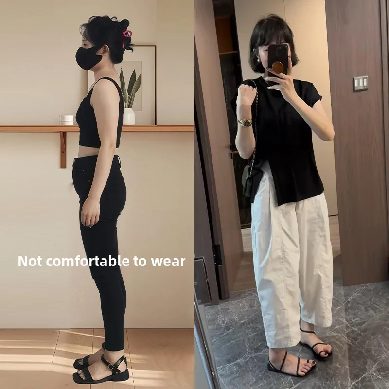 

Korean Design Sense Asymmetric round Neck Short Sleeve T-Shirt Top High Waist Slimming White Casual Pants Commute Two-Piece Set