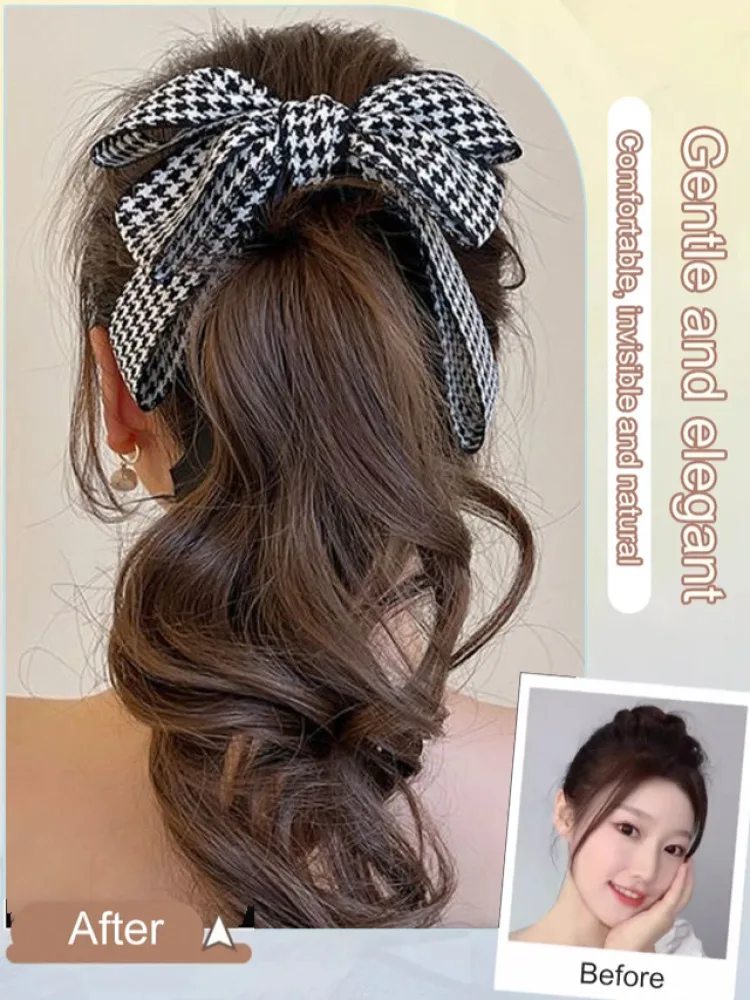 

2024 new bow vertical clip sweet polka dot hair clip banana clip headdress Japan and South Korea hair card banana clip