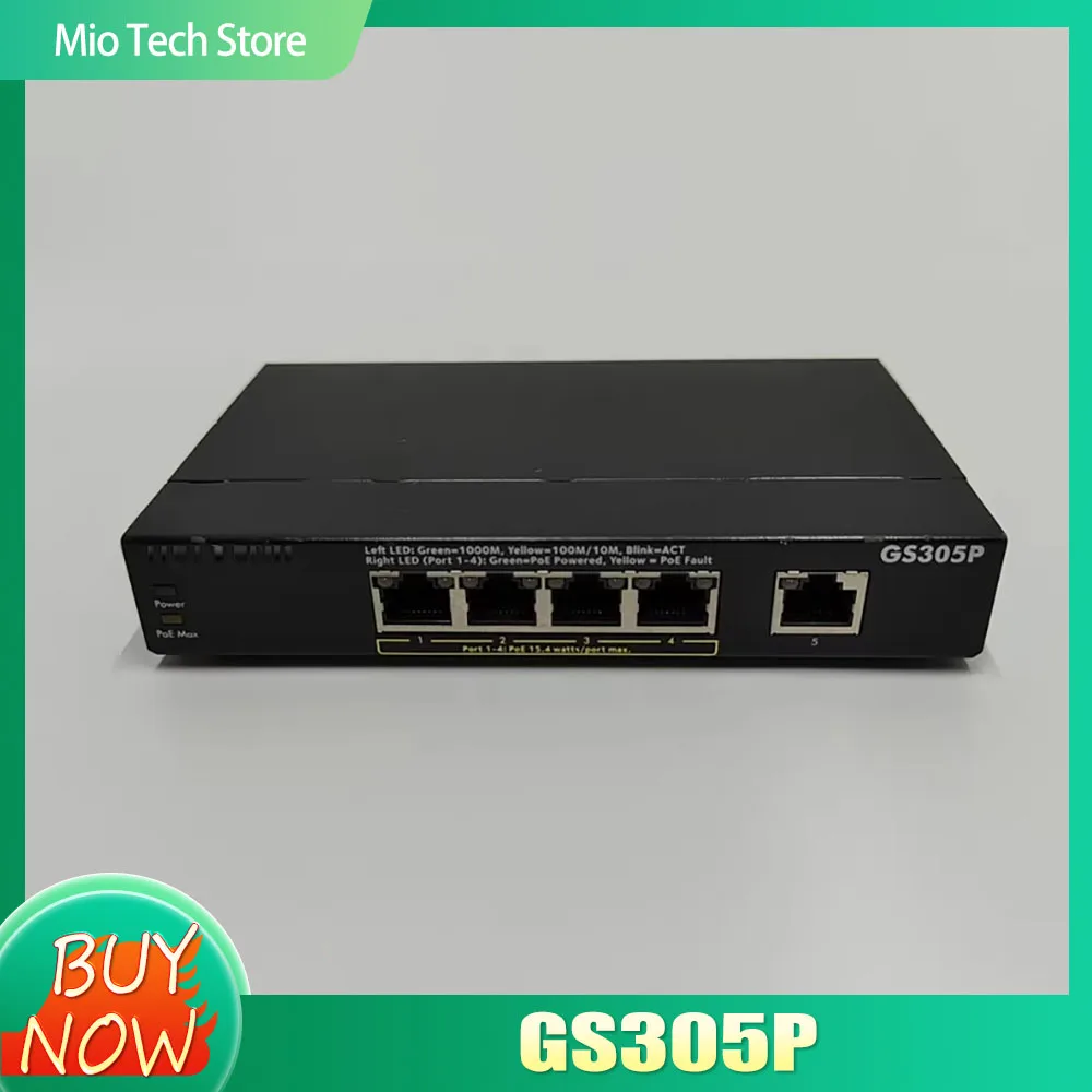 

Для NET-GEAR GS305P 5-портовый полногигабитный коммутатор мониторинга безопасности с питанием от POE
