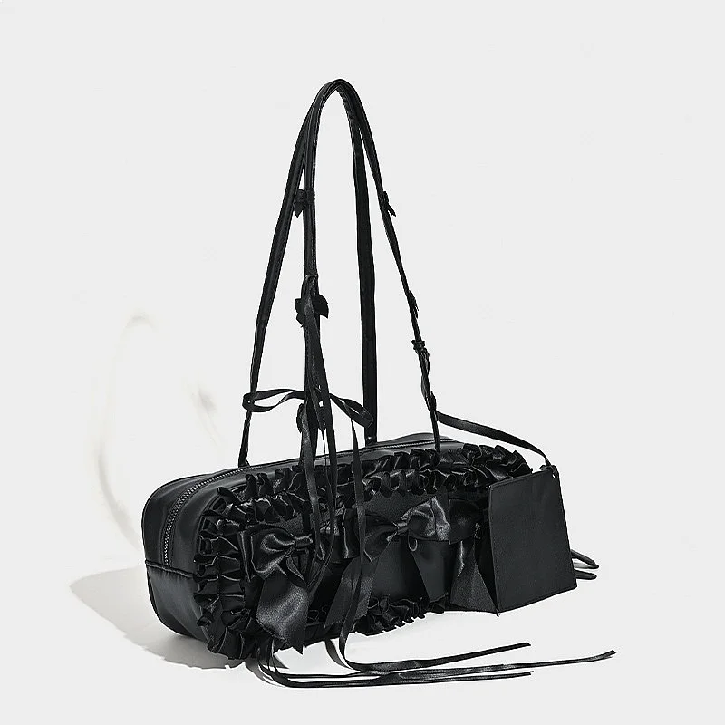 Bow Knot Underarm Bag 2026 New Crinkle Handle Shoulder Boston Bag for Women