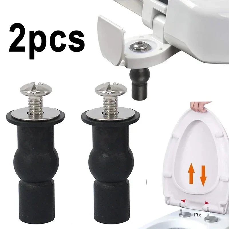 2 Set Toilet Seat Screws Hinges Expanding Rubber Top Nuts Fixings Toilet Blind Hole Replacement Kit Rubber And Stainless Steel