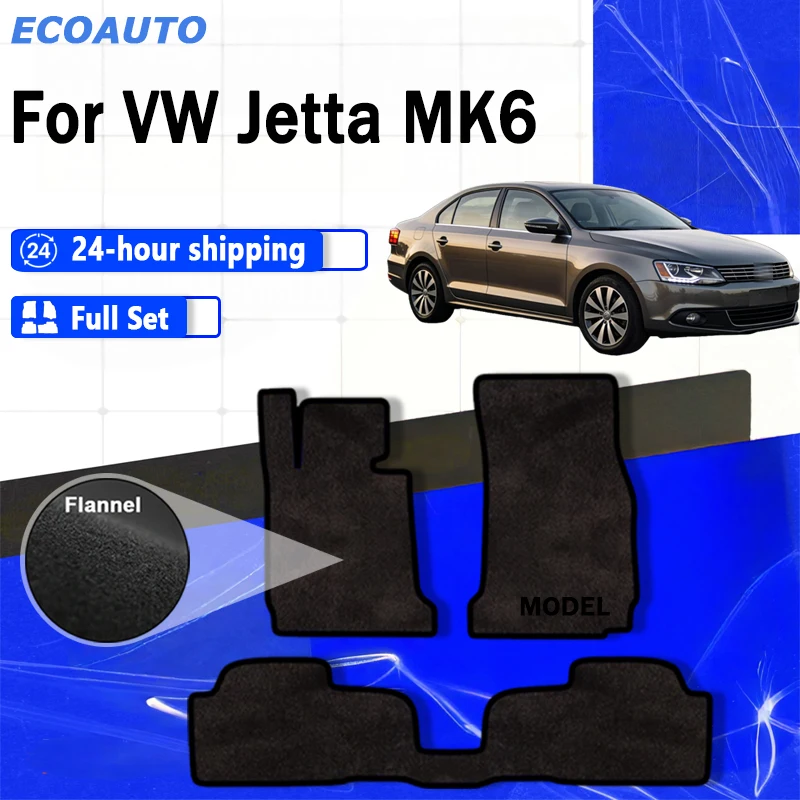 

Фланелевые коврики ECOAUTO для VW Jetta MK6 A6 6 Vento 2011~2018, противоскользящие, с защитным покрытием, коврики для пола автомобиля, коврики для ног, ковровые покрытия.