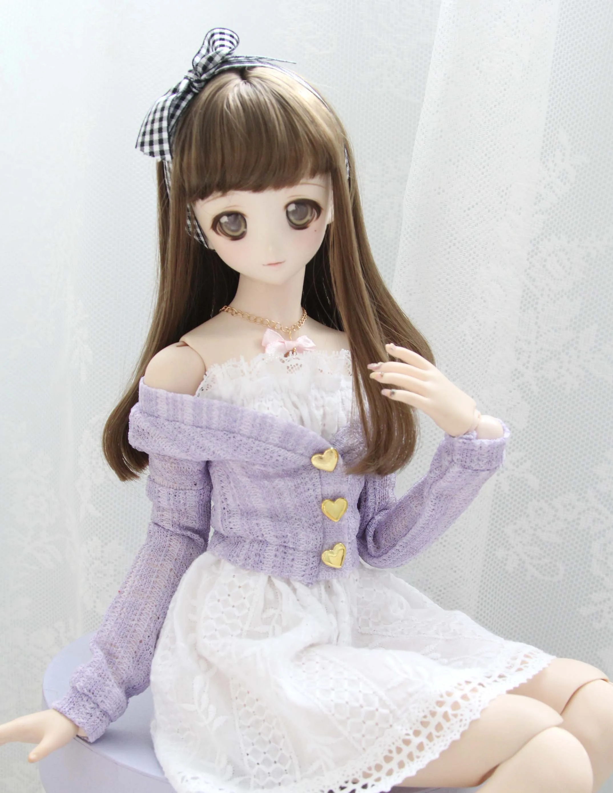 D06-P32 children handmade toy 1/3 1/4 1/6 doll BJD/SD doll's clothes sexy pink purple large neckline cardigan 1pcs