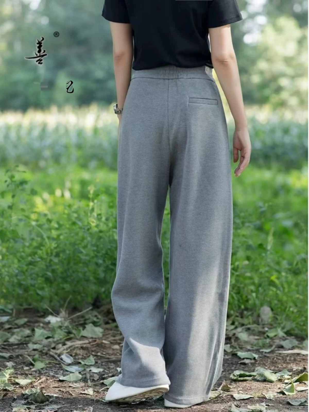 Pantaloni sportivi in lana a gamba larga a vita alta Pantaloni da donna autunno inverno vestibilità ampia con coltello a banana Pantaloni dal taglio dritto