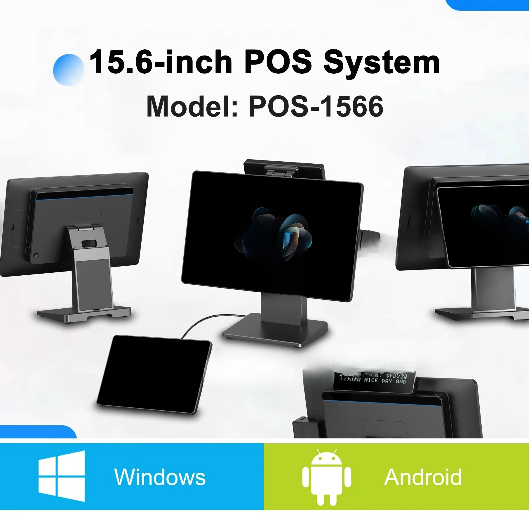 سجل النقدية النحيف 15.6 بوصة تعمل باللمس ماكينة تسجيل المدفوعات النقدية #2