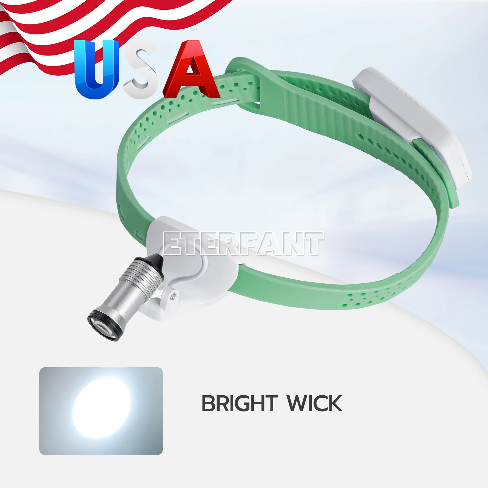 

ETERFANT 5W LED Portable Lightweight Silicone Headlamp Dental Surgery Medical Green 1000-1600 LUX Adjustable