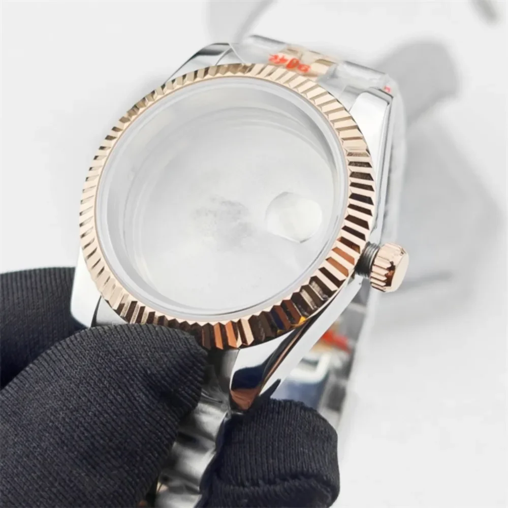 39mm Stainless Steel Watch Case Set + Metal Strap Dog Tooth Ring Logbook Case Watch Accessories for NH38/NH35/NH36/NH34 Movement image 4