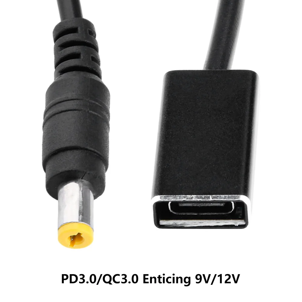 DC 5V To 9V / 12V Boost Data Cable USB / Type-C Port to 5.5*2.1mm Round Hole PD / QC 3.0 Fast Charging Deception Charging Cable